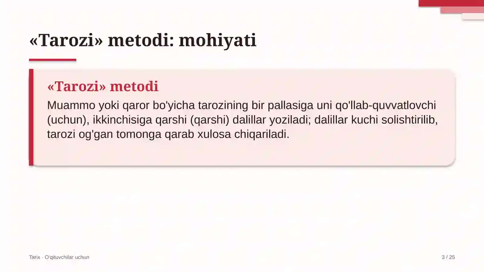 tarix darslarida tarozi metodidan foydalanish 4000 3