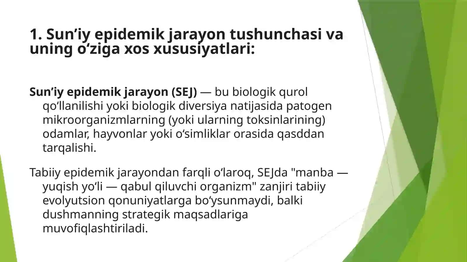 Sun’iy ravishda keltirib chiqarilgan epidemik jarayonning rivojlanish mexanizmi va namoyon bo‘lish darajalari 3