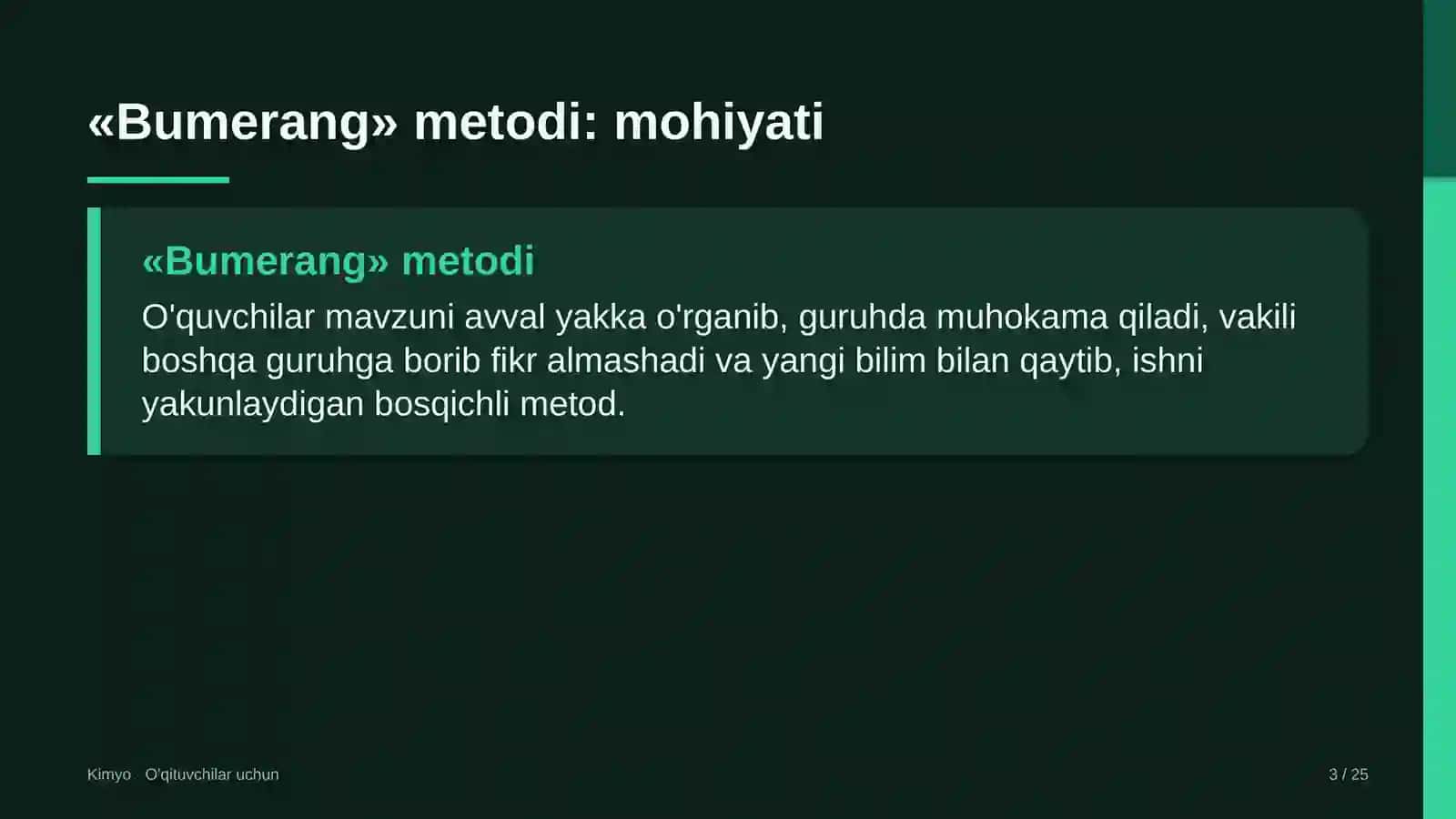 kimyo darslarida bumerang metodidan foydalanish 9743 3