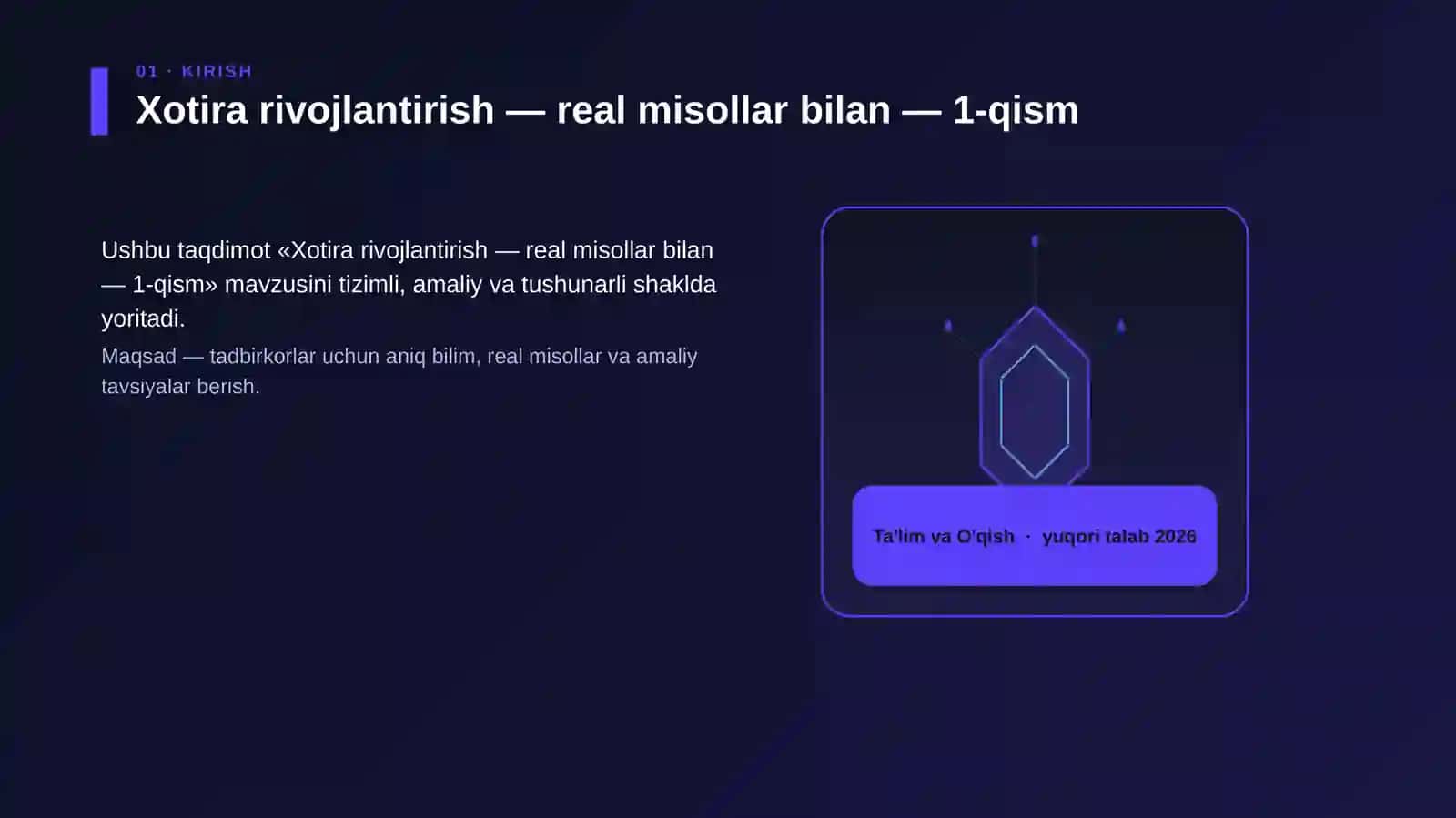 Xotira rivojlantirish — real misollar bilan — 1-qism 3