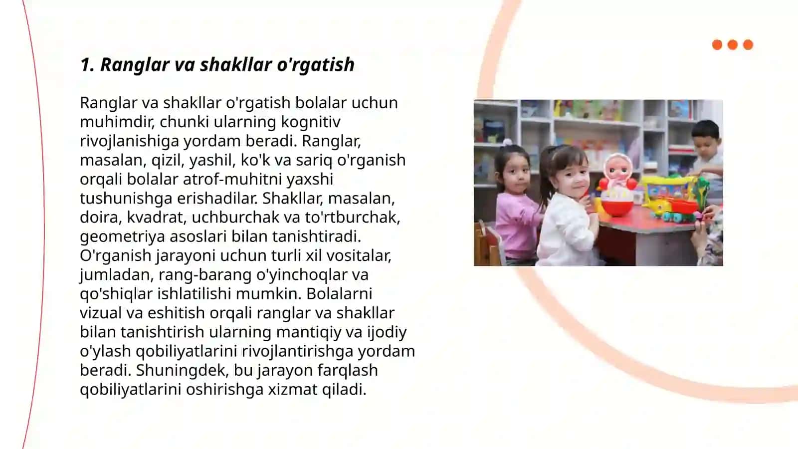 Ranglar va shakllar o'rgatish 3