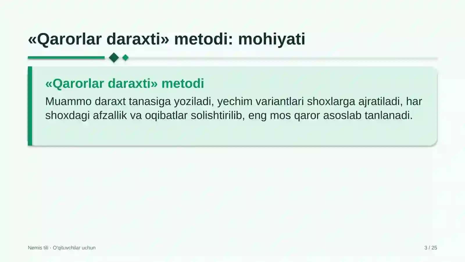 nemis tili darslarida qarorlar daraxti metodidan foydalanish 5639 3