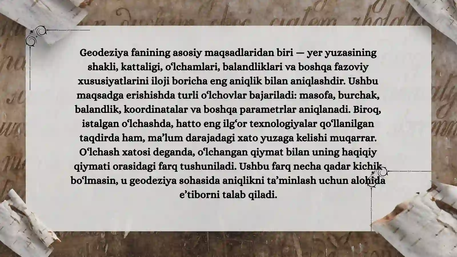 O‘LCHASH XATOLARI 3