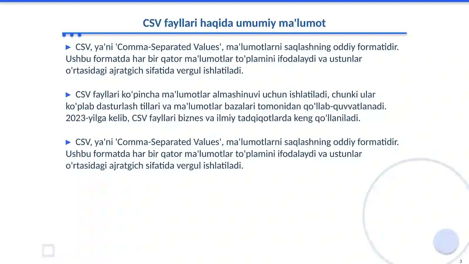 Pythonda CSV fayllari bilan ishlash 3