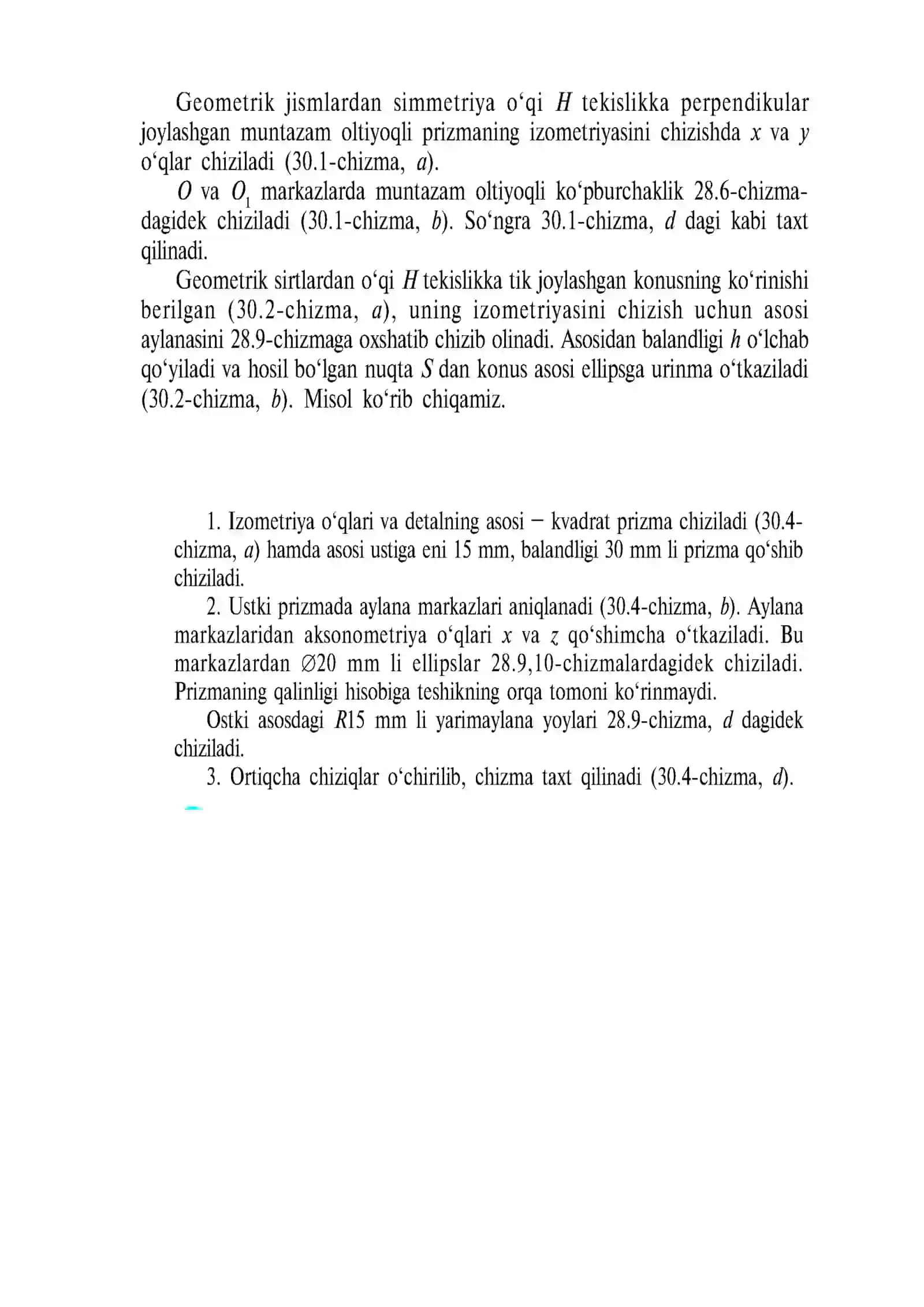Detalning izometrik proyeksiyasi. Dars ishlanmasi 3