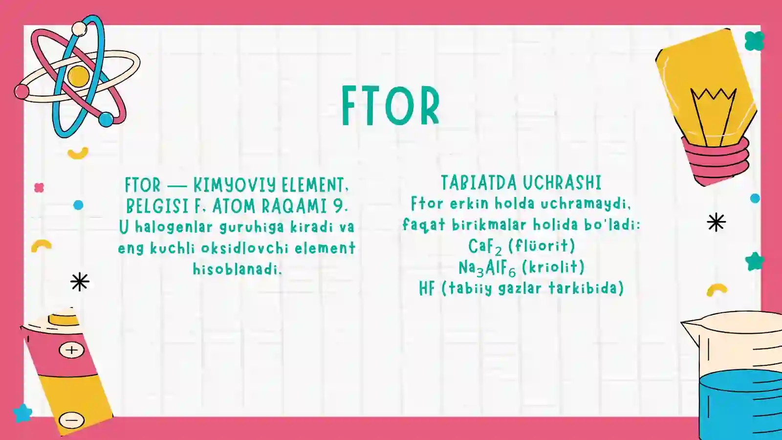 FTORNING BIRIKMALARI VA XOSSALARI 3
