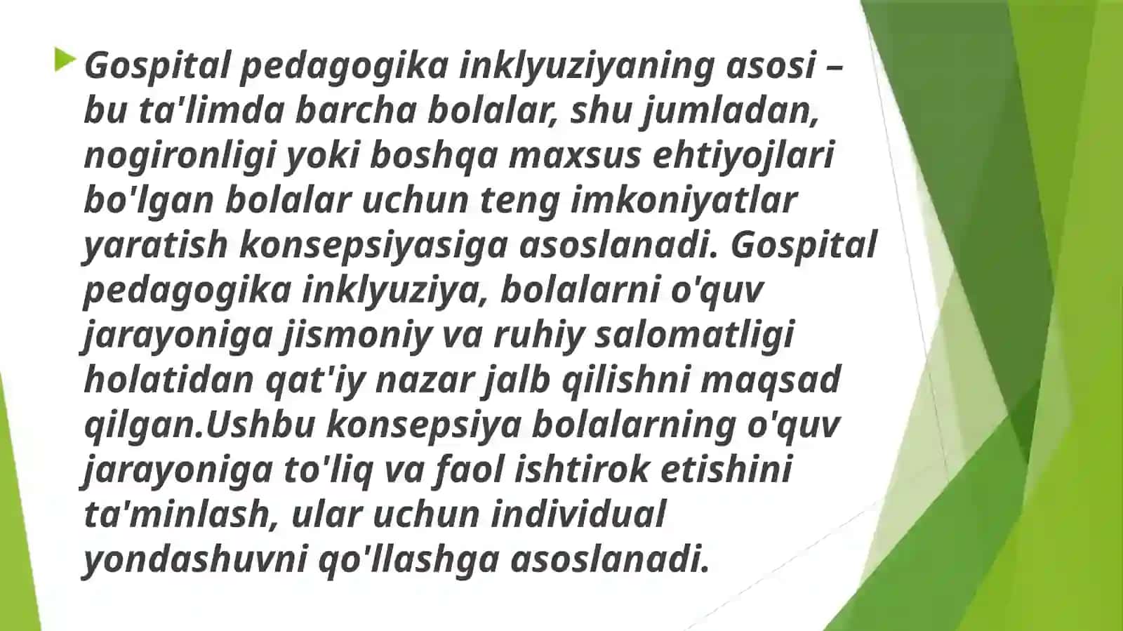 Gospital pedagogika inklyuziyaning asosi 3