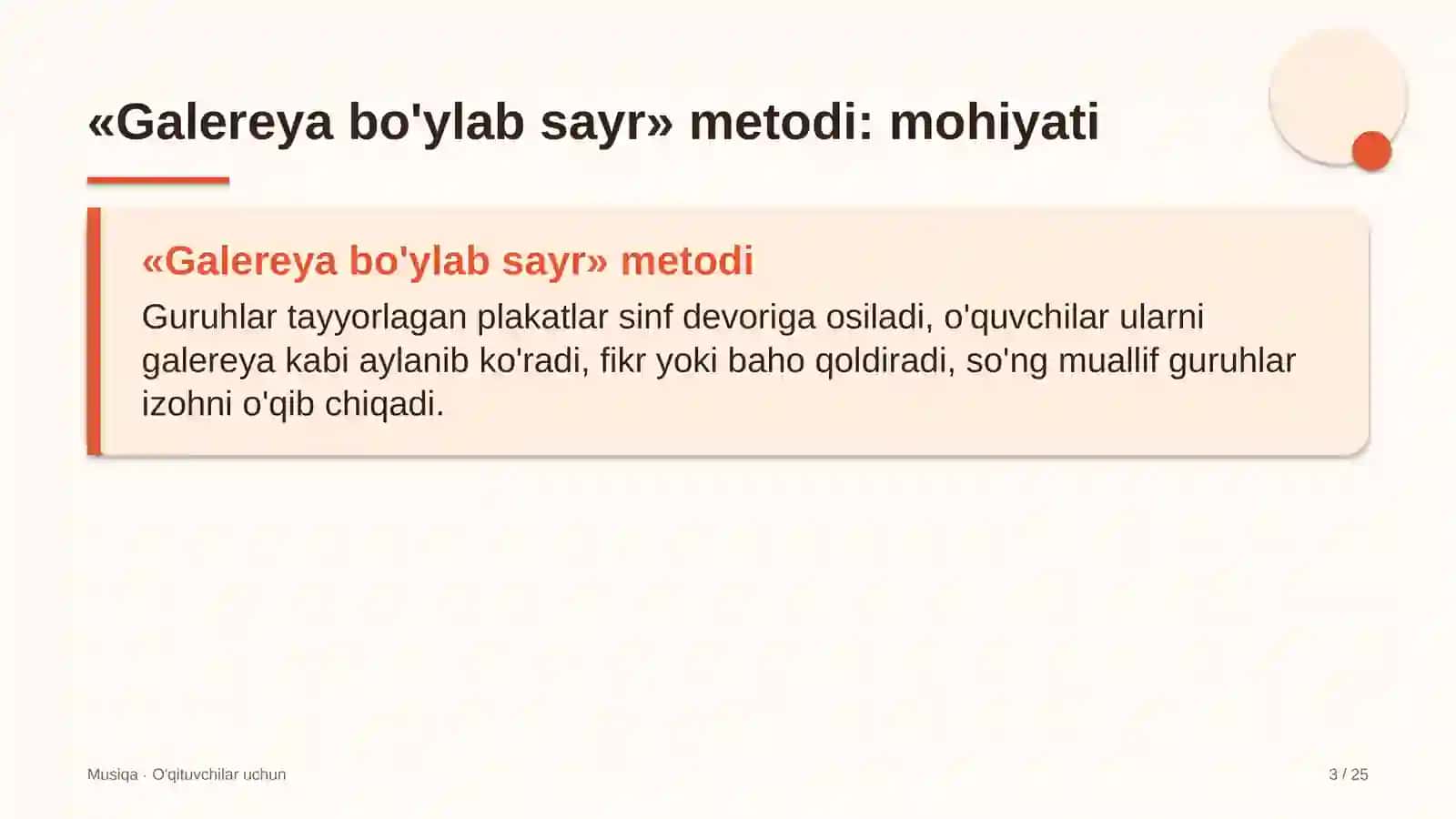 musiqa darslarida galereya bo'ylab sayr metodidan foydalanish 3724 3