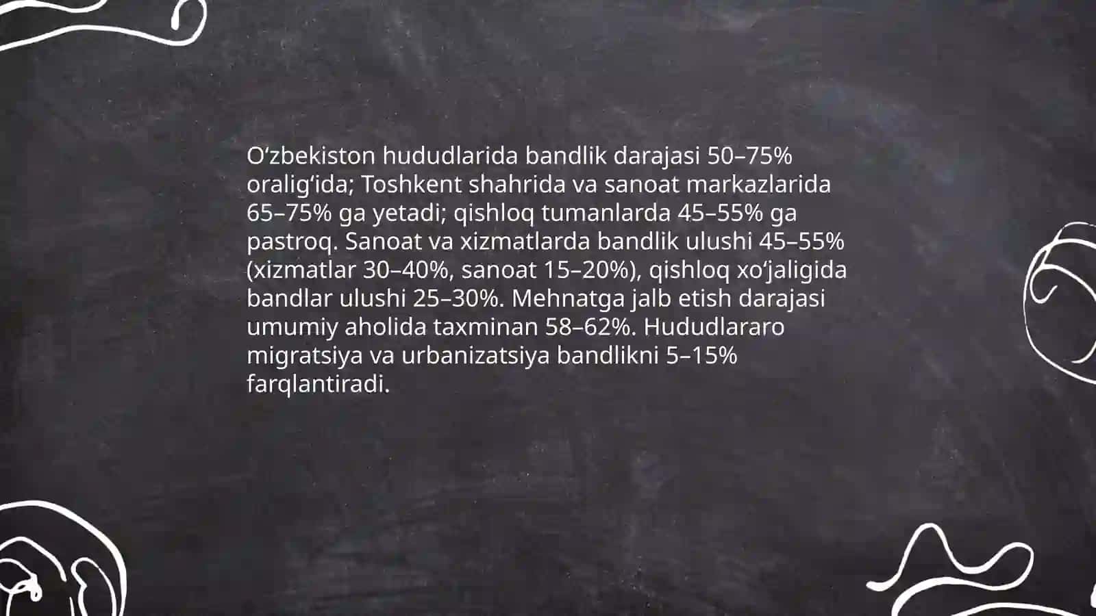 Oʻzbekiston hududlarida bandlik darajasi va uning geografik taqsimoti 3