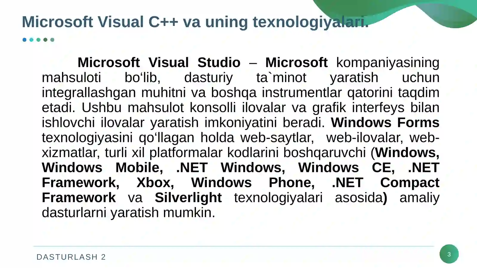 Visual C++ muhitida dasturlash. Visual C++ muhitida mеnyular va uskunalar panеli 3
