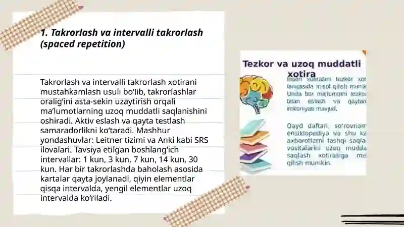 Xotira: ma’lumotlarni mustahkamlash yoʻllari. usullari, vositalari 3