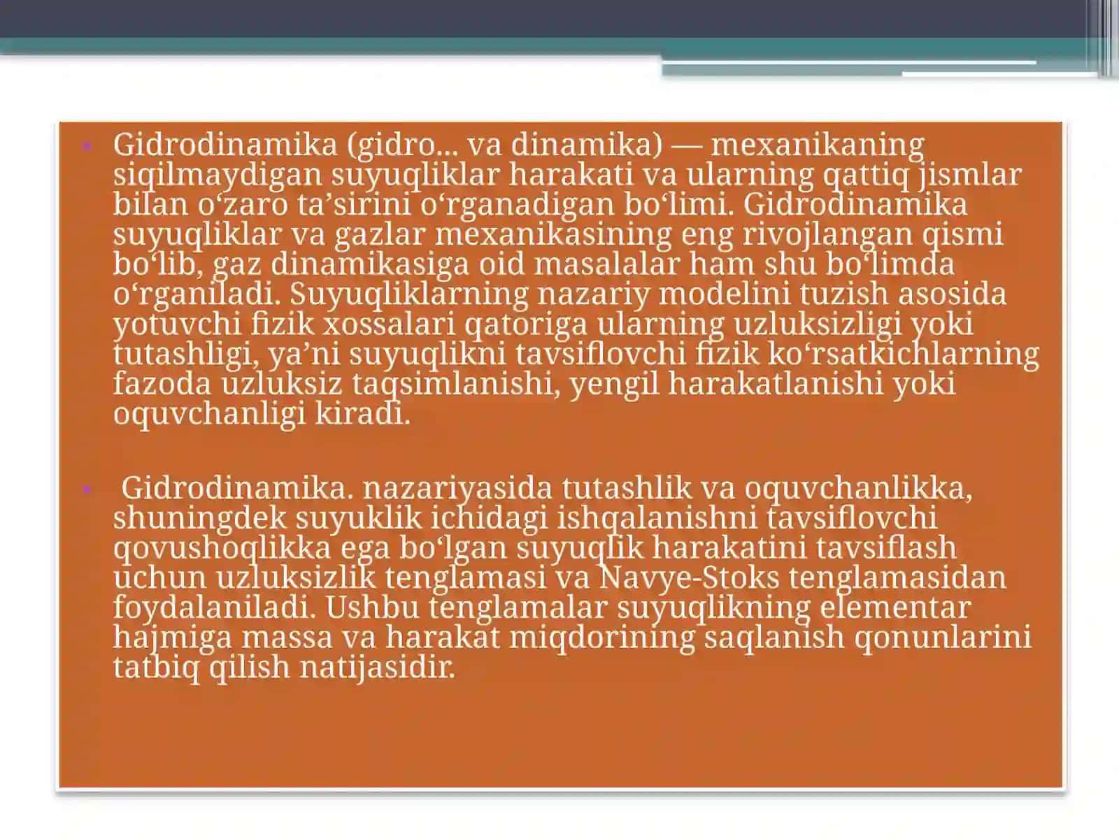 Gidrodinamikaning asosiy qonuniyatlari 3