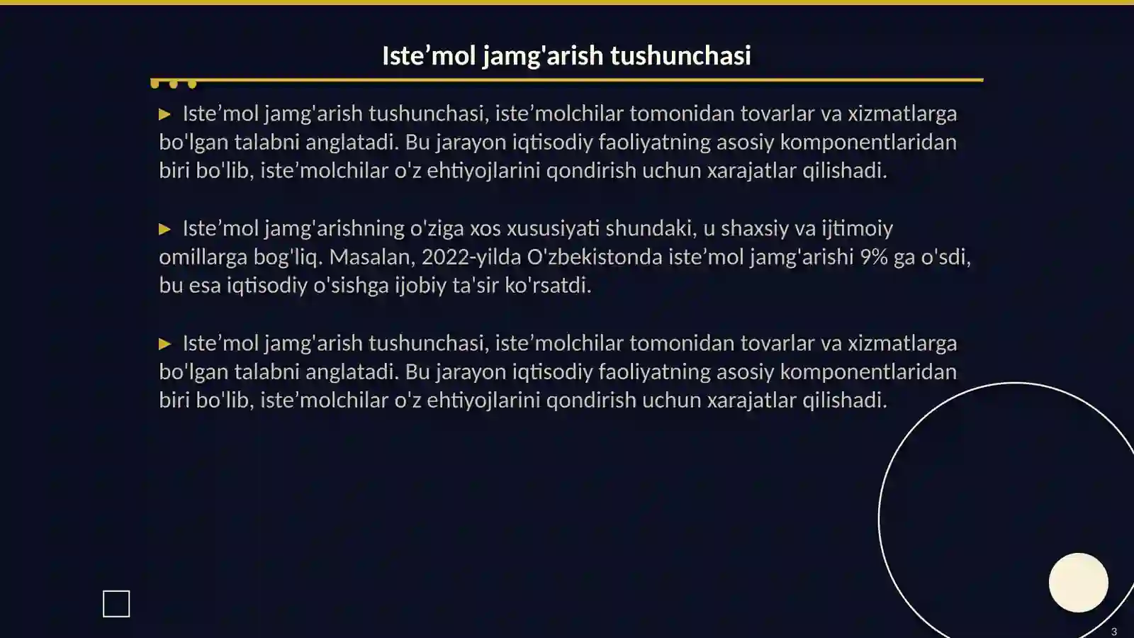 Iste’mol jamg'arish va investitsiyalar 3