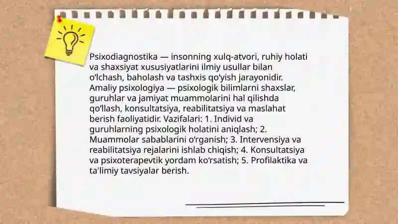 Psixodiagnostika va amaliy psixologiya: ta'rif va vazifalar 3