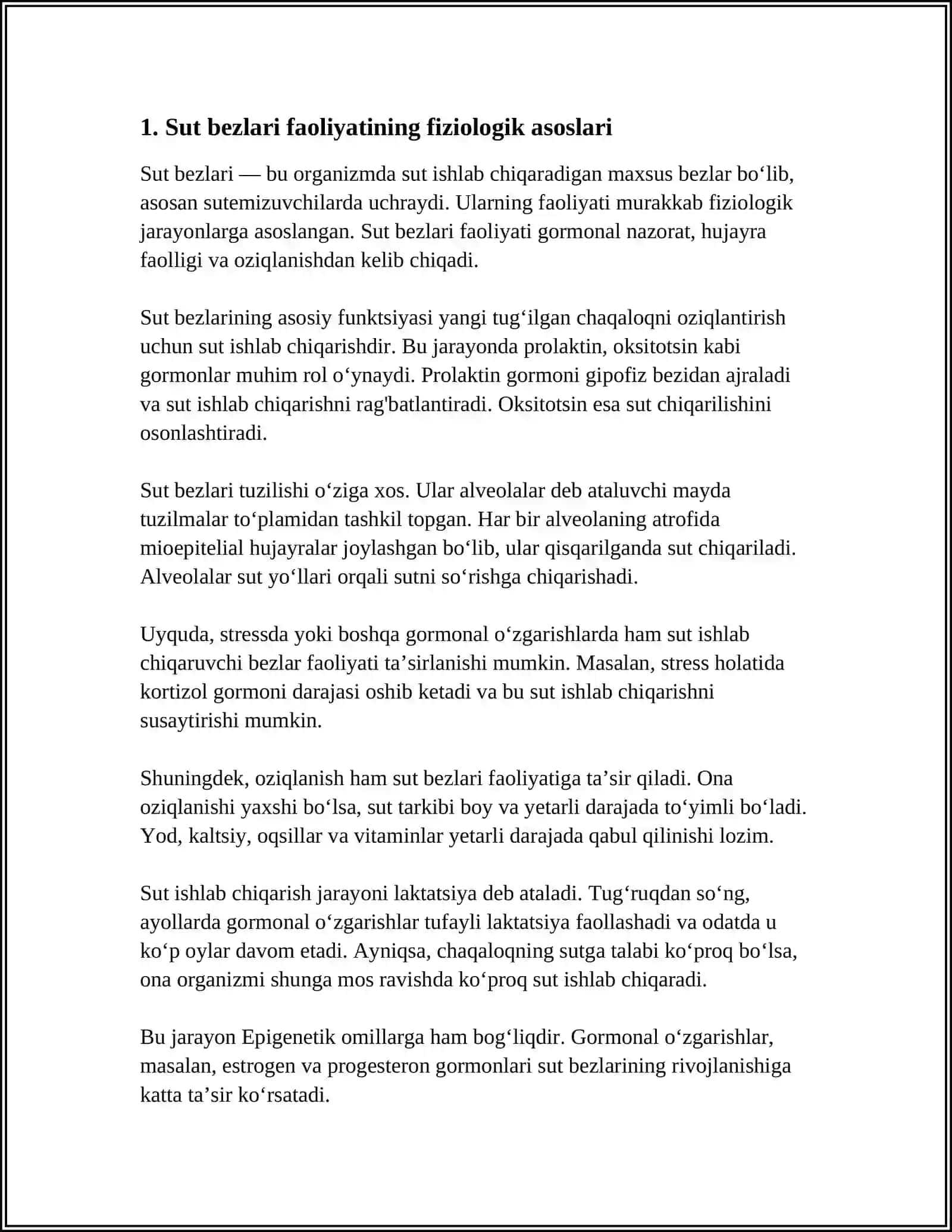 SUT BEZLARI FAOLIYATINING BOSHQARILUV SUT BEZLARINING YOSHGA QARAB OʻZGARISHI 3