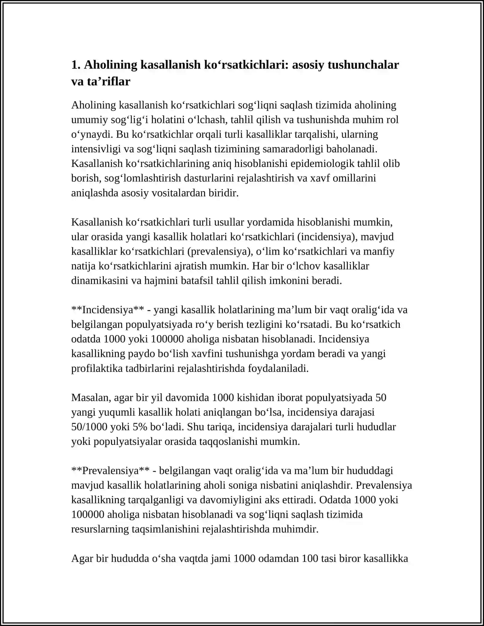 AHOLINING KASALLANISH KO'RSATKICHLARINI HISOBLASH.KASALLIKNING XALQARO TASNIFI 3