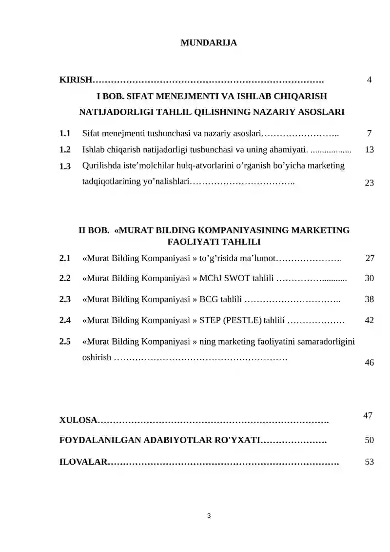 Kurs Ishi: Qurilishda Xaridorlarning Motivatsion Tahlil qilinishi 3