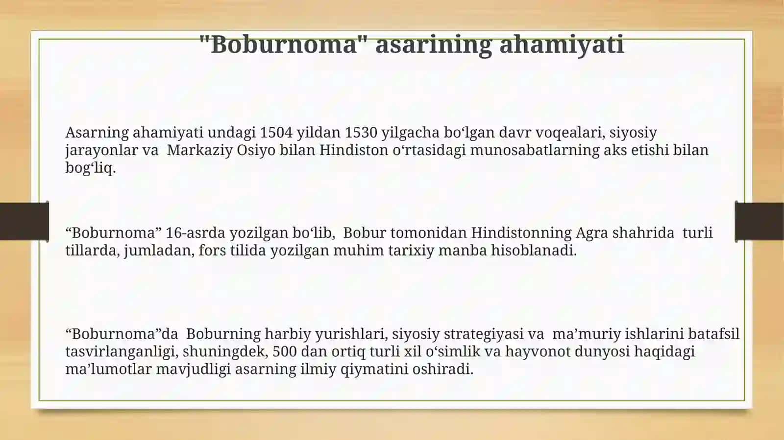 Navoiy, Bobur va Qodiriy hayoti va asarlari 3