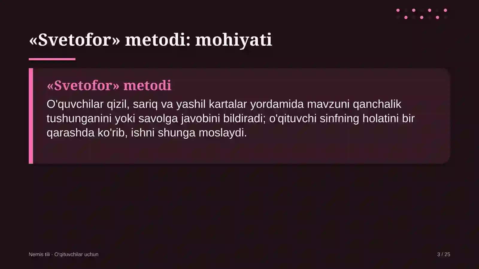 nemis tili darslarida svetofor metodidan foydalanish 8811 3