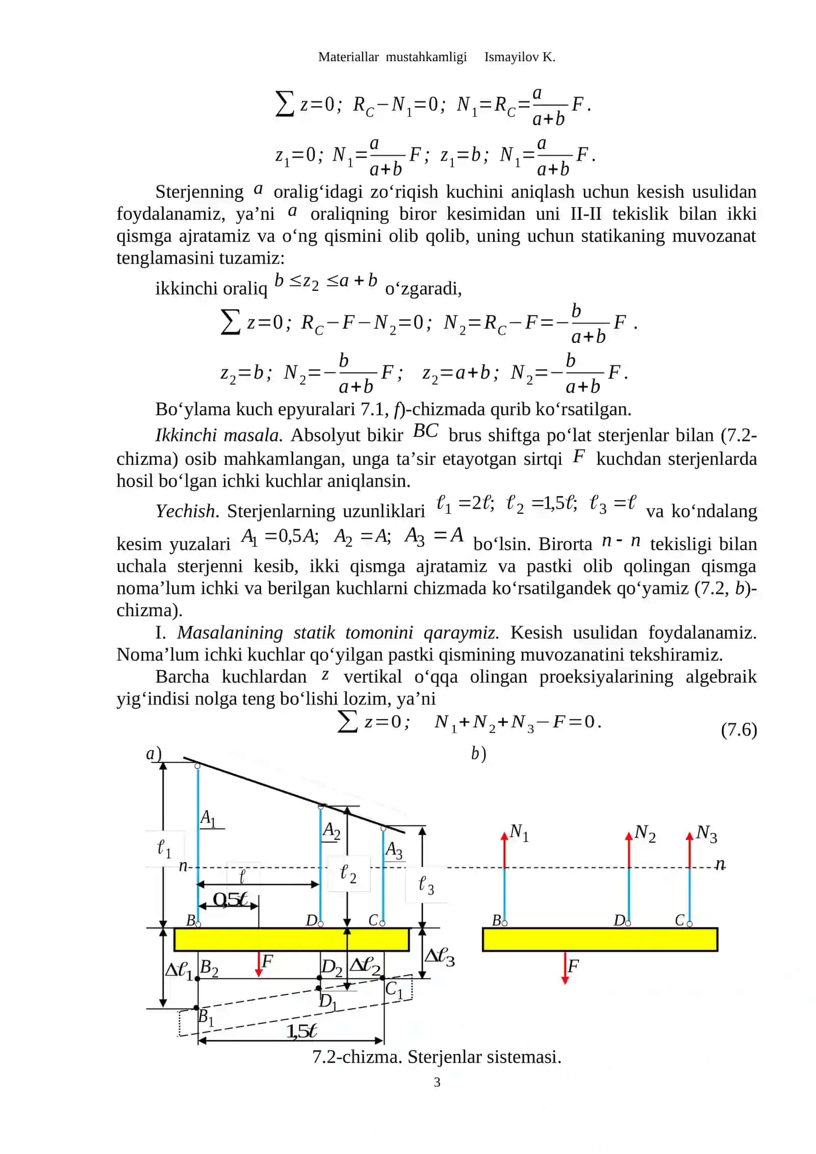 7.1. Cho‘zilish va siqilishda statik aniqmas masalalar 3