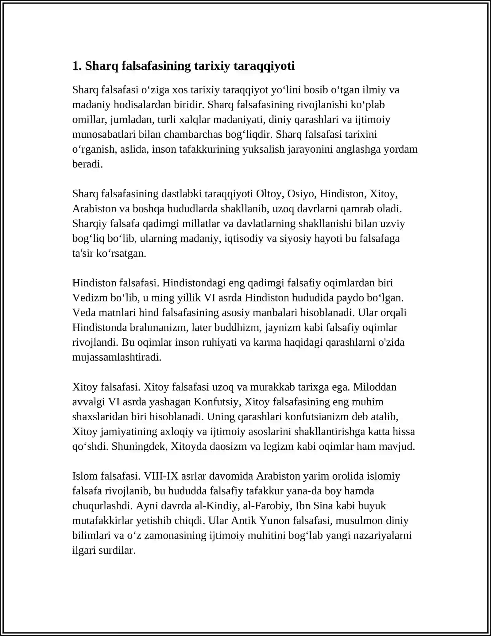 FALSAFIY TAFAKUR TARAQQIYOT;SHARQ FALSAFASI 3