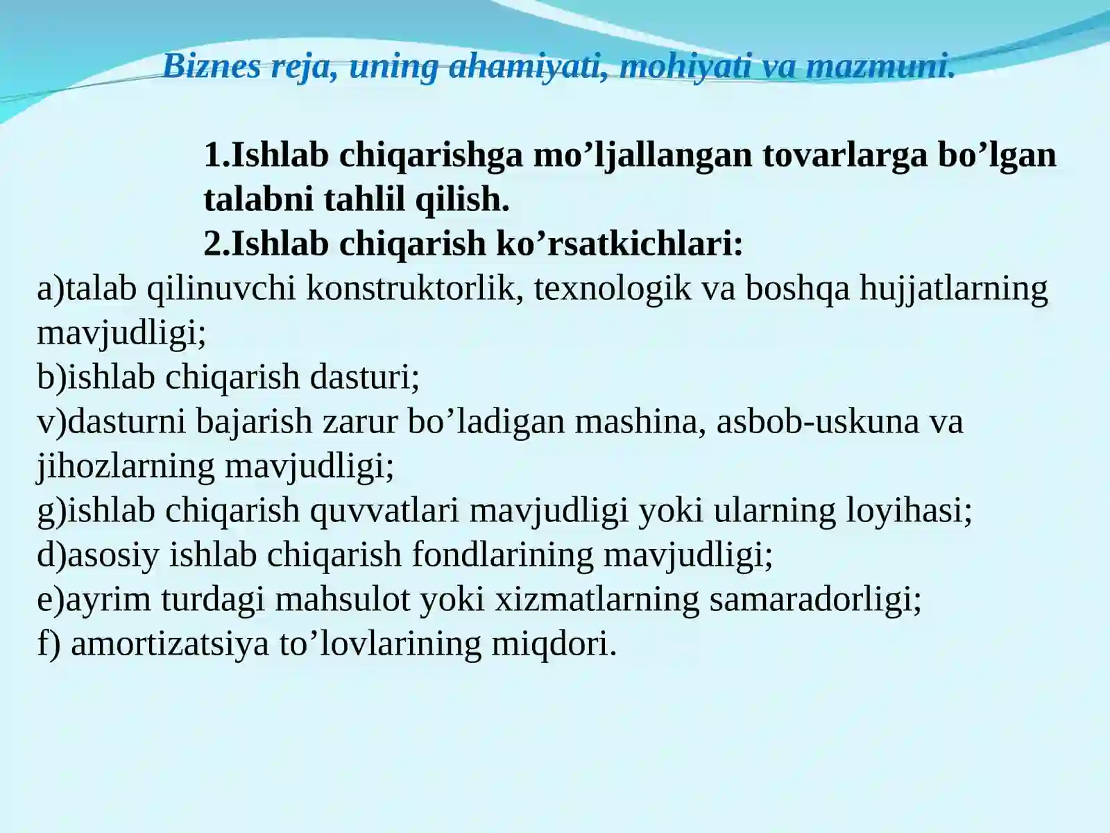 Kichik biznes va tadbirkorlik faoliyatini rejalashtirish 3