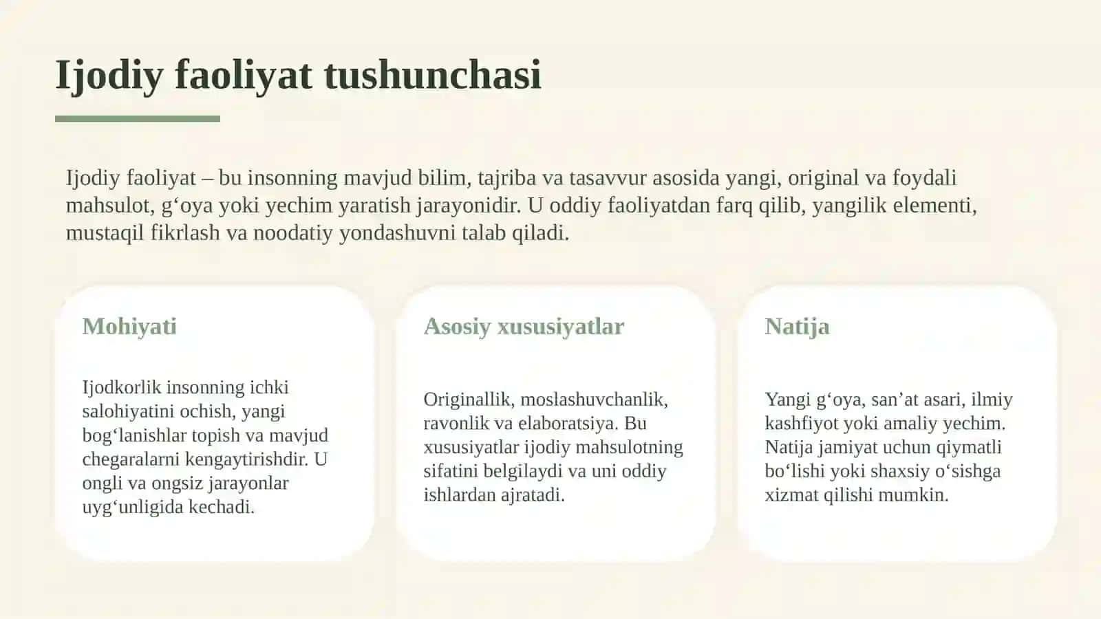 Inson ijodiy faoliyatining o‘ziga xos ko‘rinishi 3