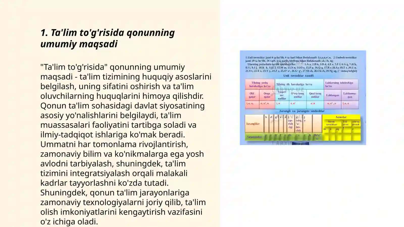 Ta'lim to'g'risida qonunning tuzilishi va umumiy mohiyati 3