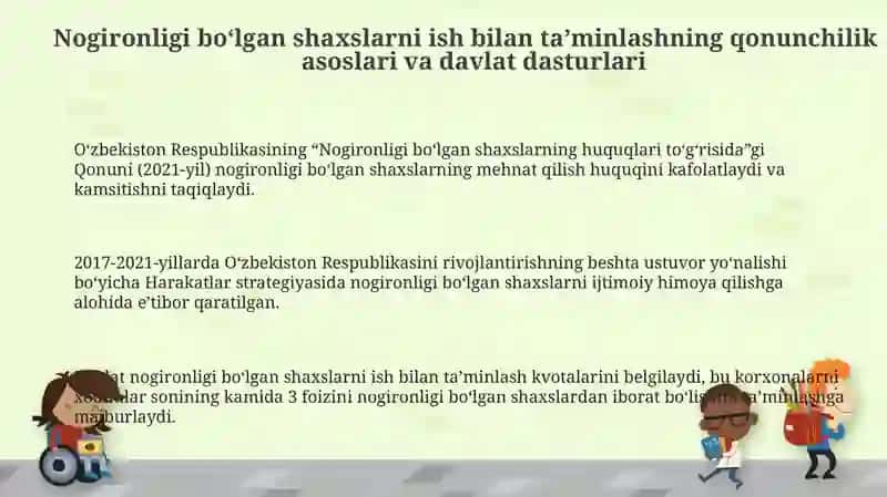 Nogironligi boʻlgan shaxslarni bandligini taʼminlash 3