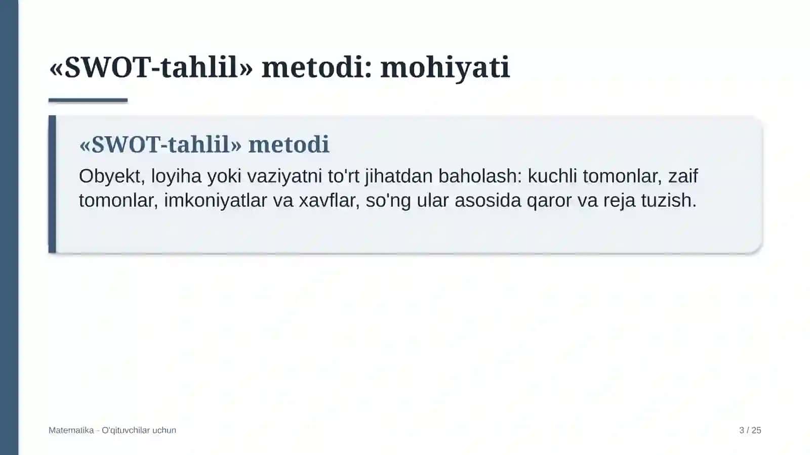 matematika darslarida swot tahlil metodidan foydalanish 8295 3