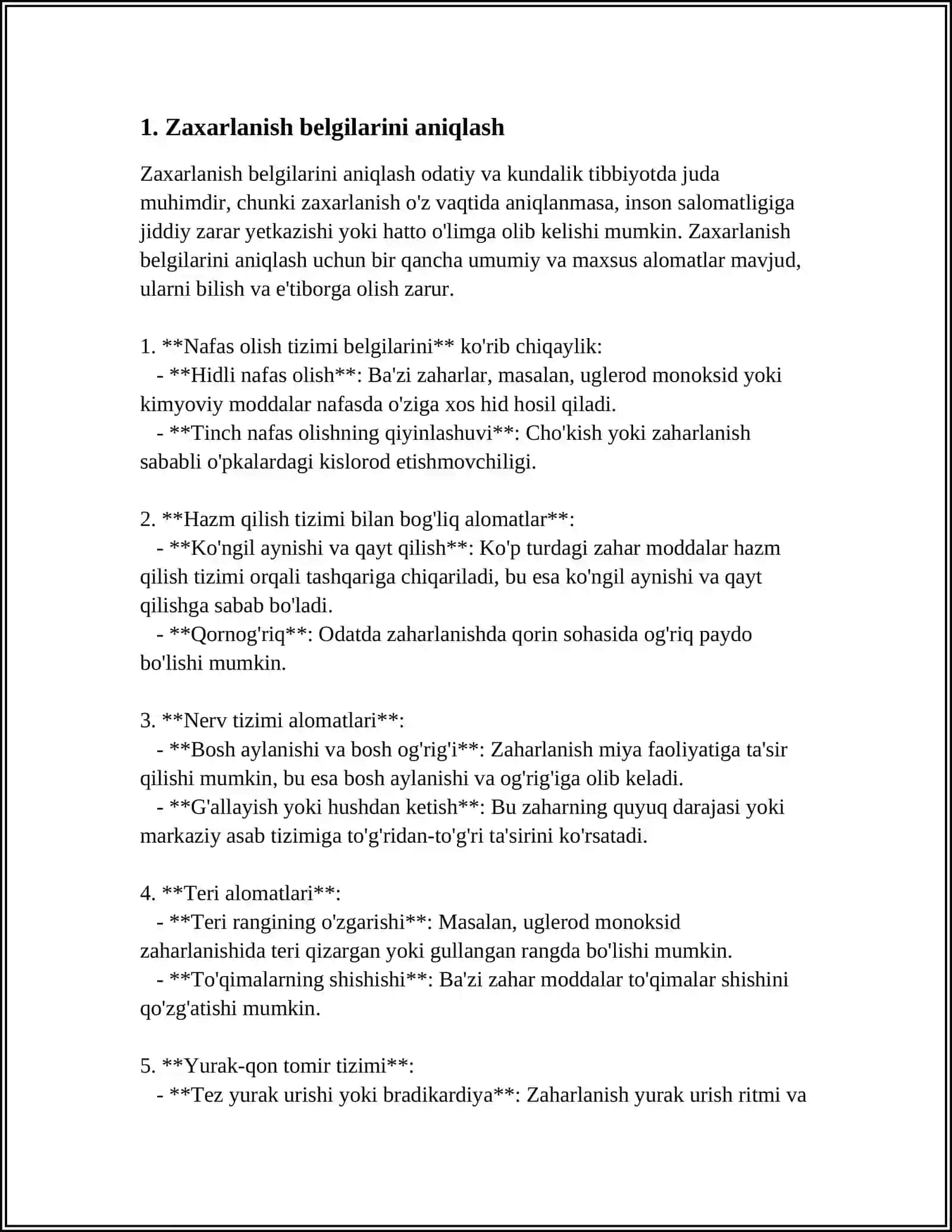 DORILAR BILAN ZAXARLANISHDA BIRINCHI YORDAM 3