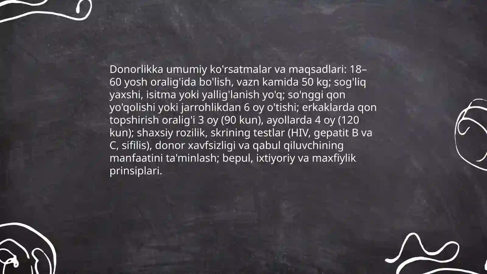 Donorlikka ko'rsatma va qarshi ko'rsatmalar 3