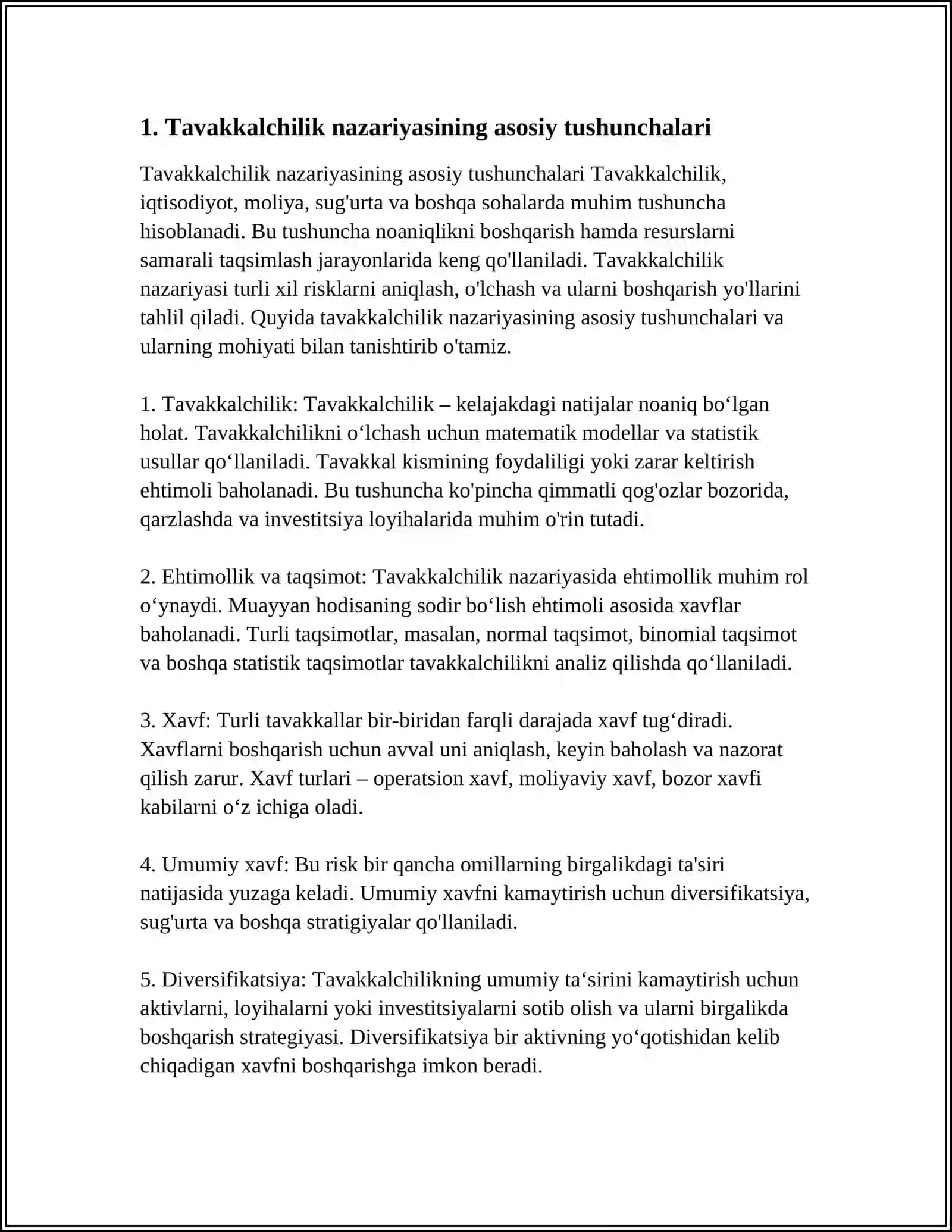 MOALLAVIY TAVAKKALCHILIKNI MODELLASHTIRISHDA FUNKSYANAL QATARLARNING TATBIQLARI 3