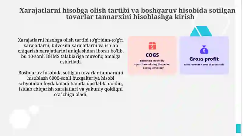 Boshqaruv hisobida xarajatlarni hisoba olish va tannarxni kalkulyatsiya qilish tartibi 3