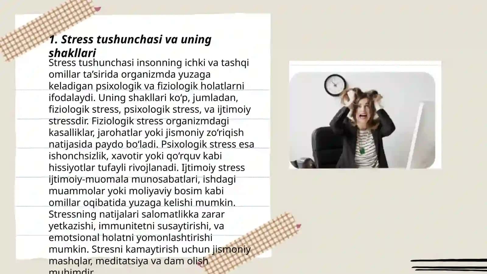 Shaxsda kuzatiladigan stress holatlari va stressga barqarorlik 3