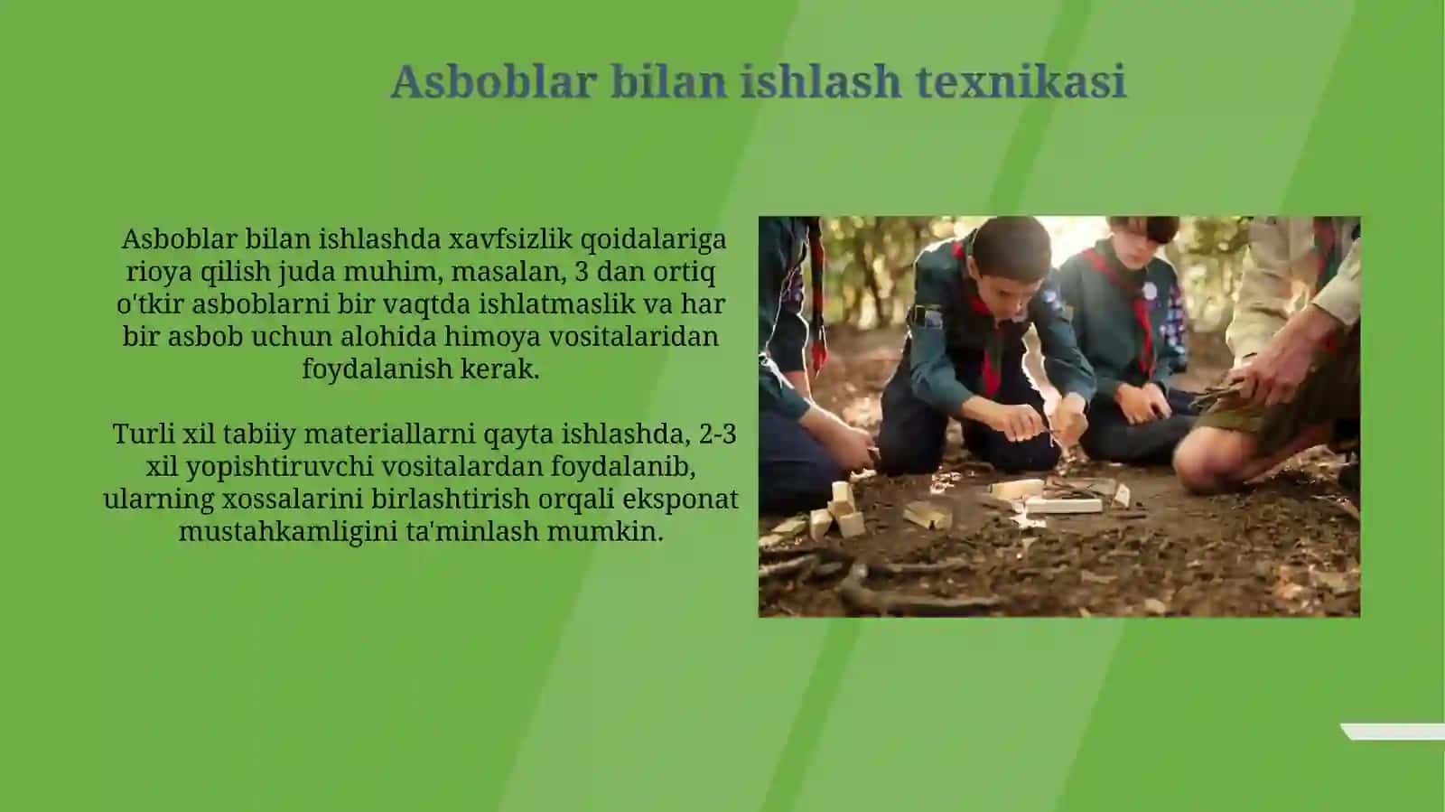 Texnologiya darslarida tabiiy materiallardan koʼrgazmalar tayyorlash 3