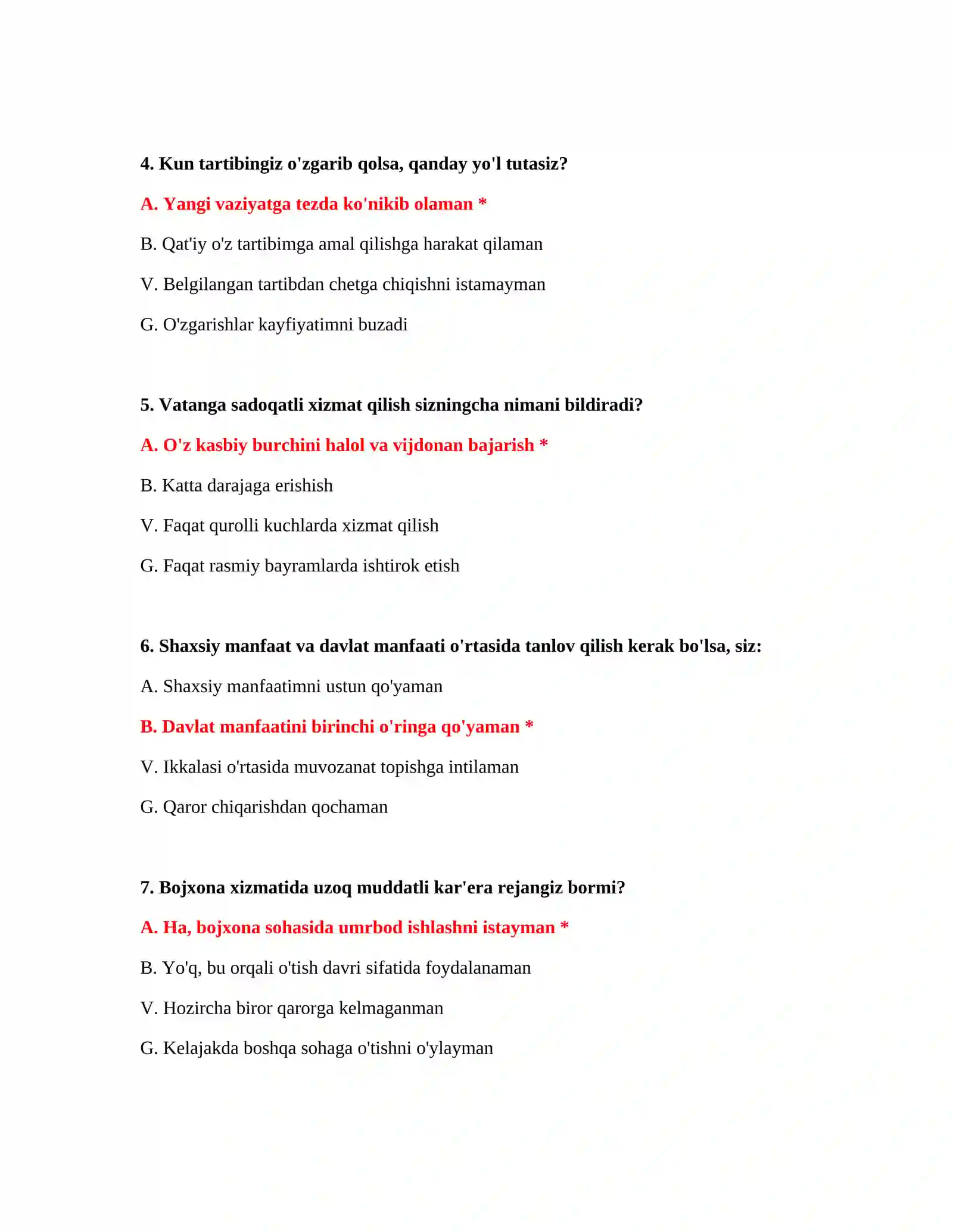 Bojxona deklaratsiyasi test savollari 3