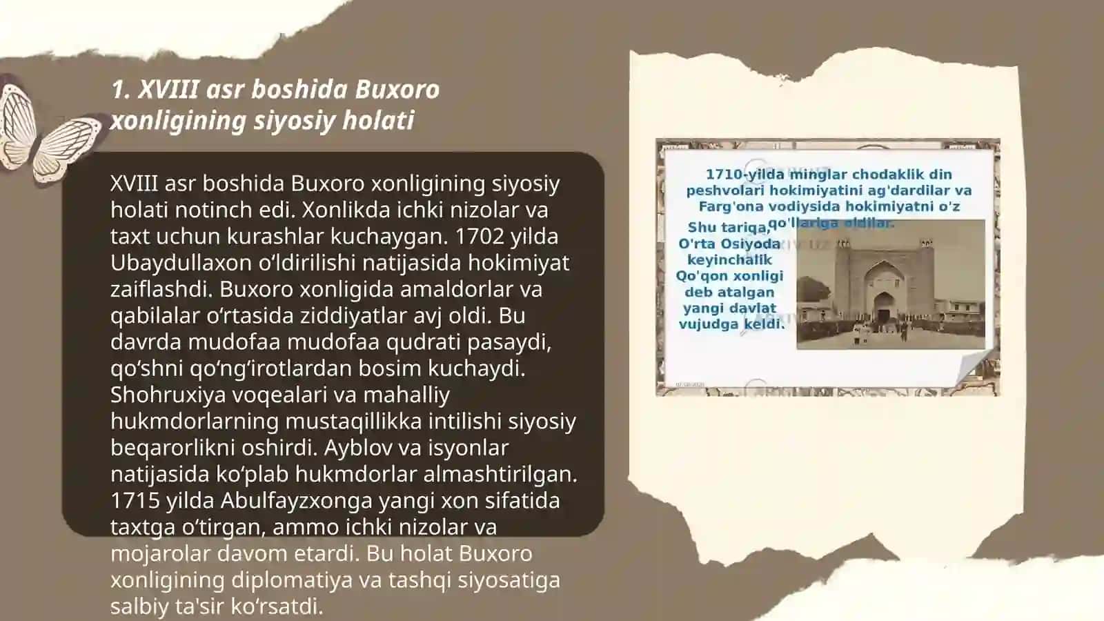 XVIII asr birinchi yarmida Buxoro xonligining siyosiy inqirozi va uning asosiy xususiyatlari 3