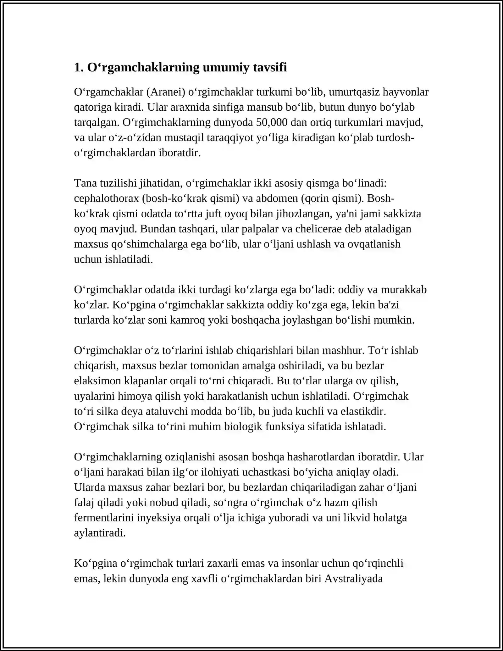 OʻRGAMCHAKLAR SINFI 3