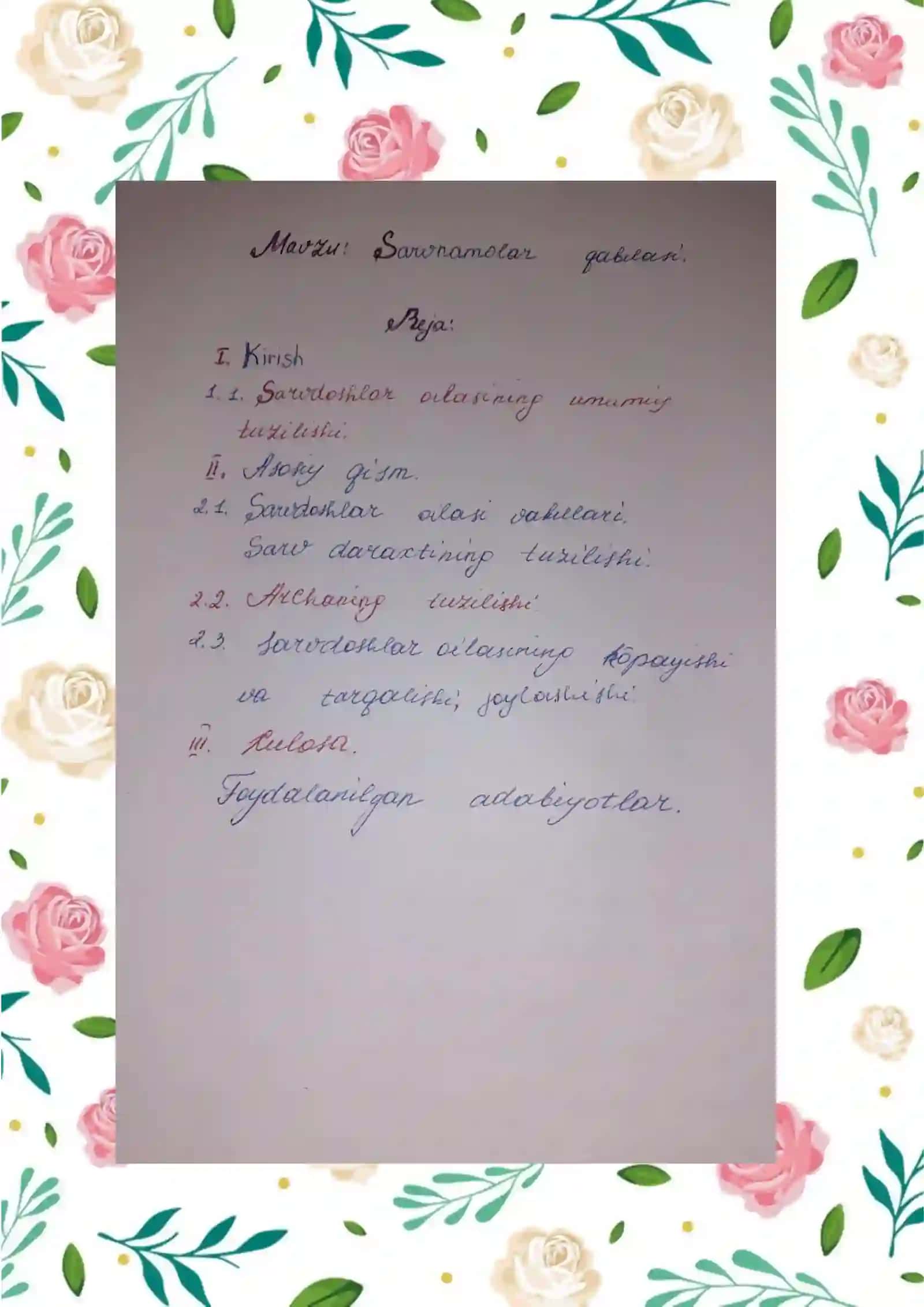 Biologiya fakulteti - Botanika fanidan Kurs ishi 3