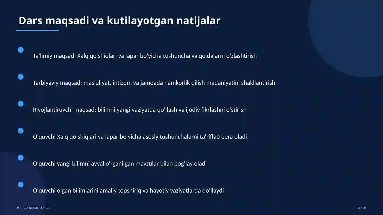 Xalq qo'shiqlari va lapar (3-sinf) 1