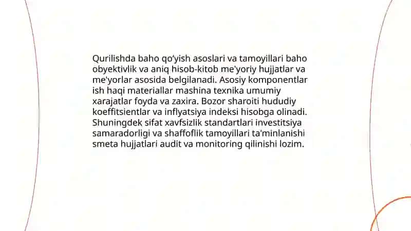 Qurilista baha qaliplesiwi ham smeta jumisi 3