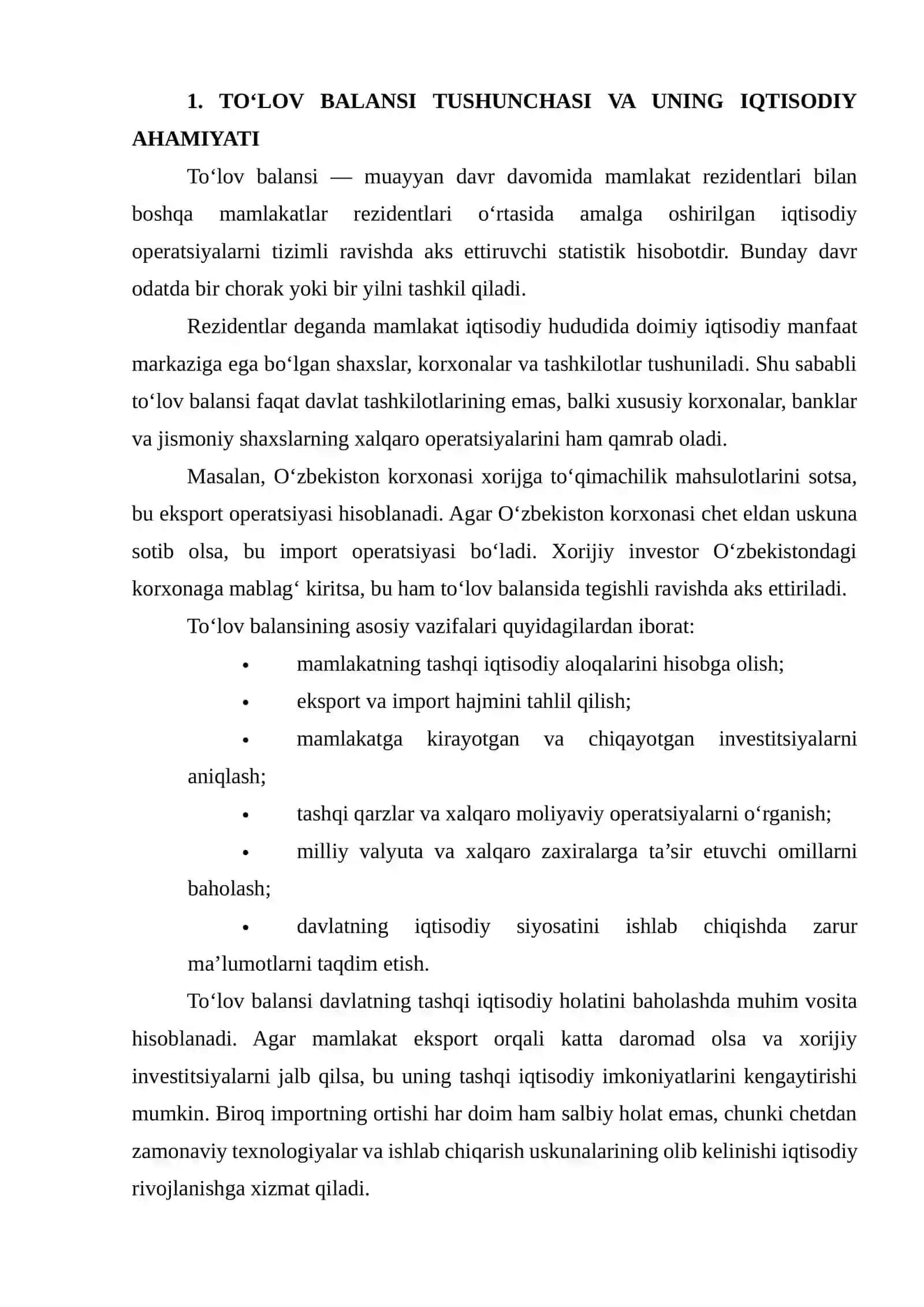 To‘lov balansi tushunchasi va uning iqtisodiy ahamiyati 3