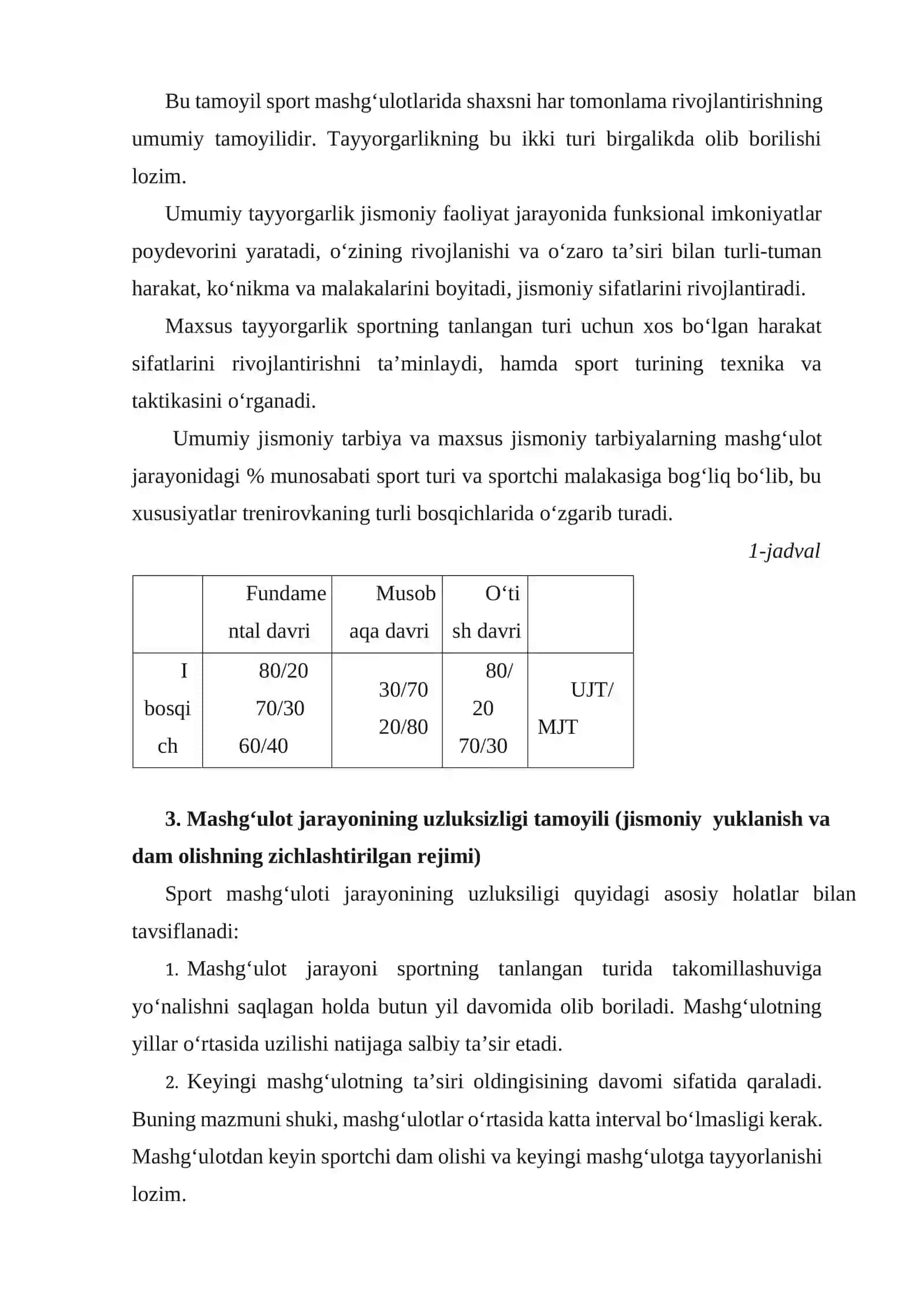 Sport mashg‘ulotining tamoyil (prinsip)lari 3