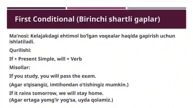 Conditional sentences (if shartli gaplar) 3