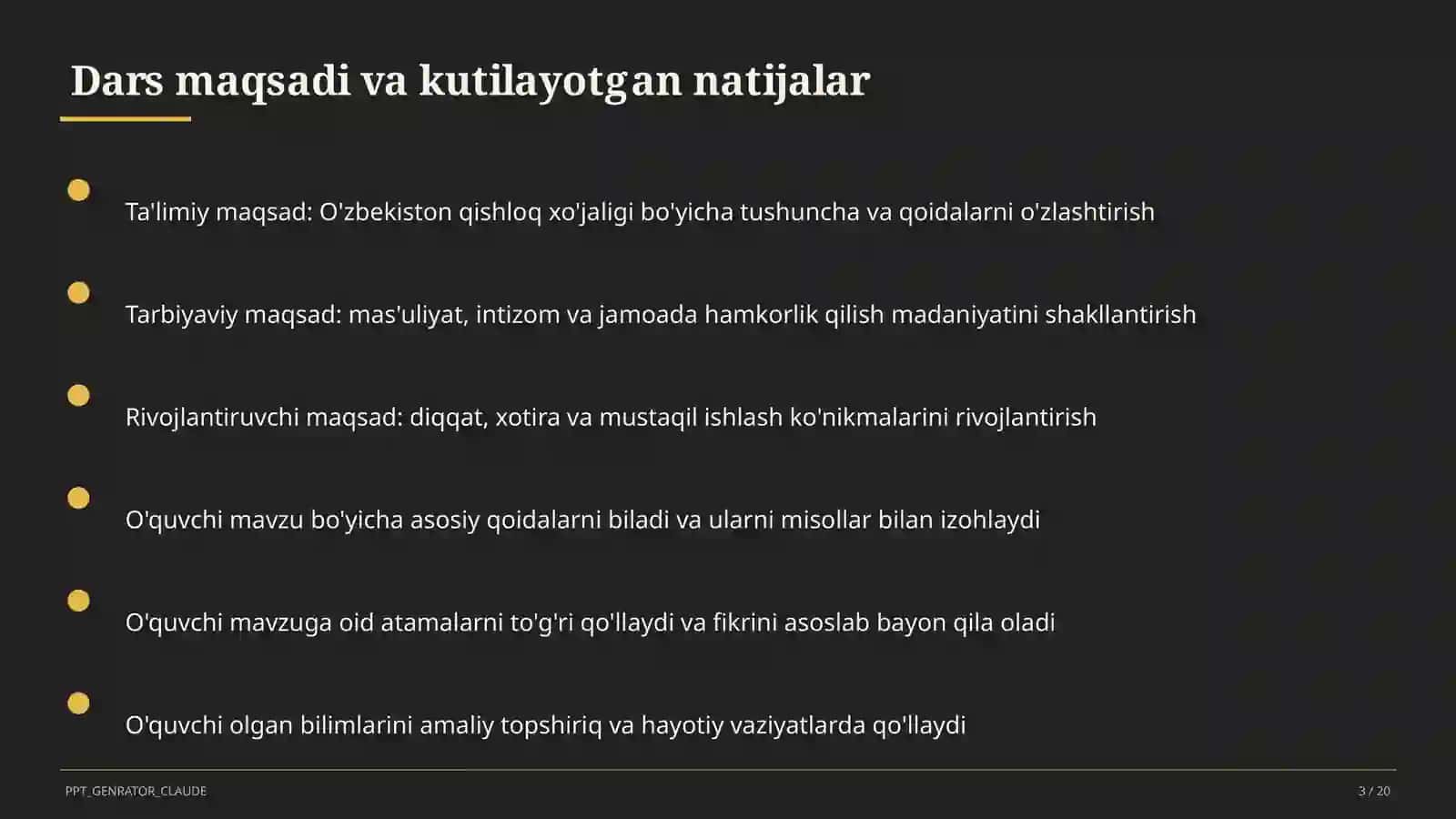 O'zbekiston qishloq xo'jaligi (9-sinf) 3