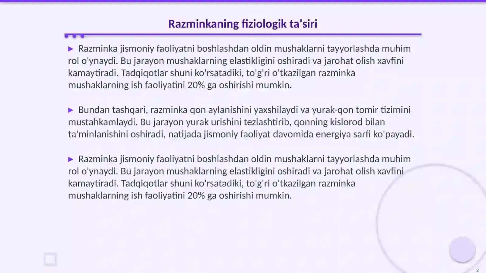 Razminkaning fiziologik asoslari 3