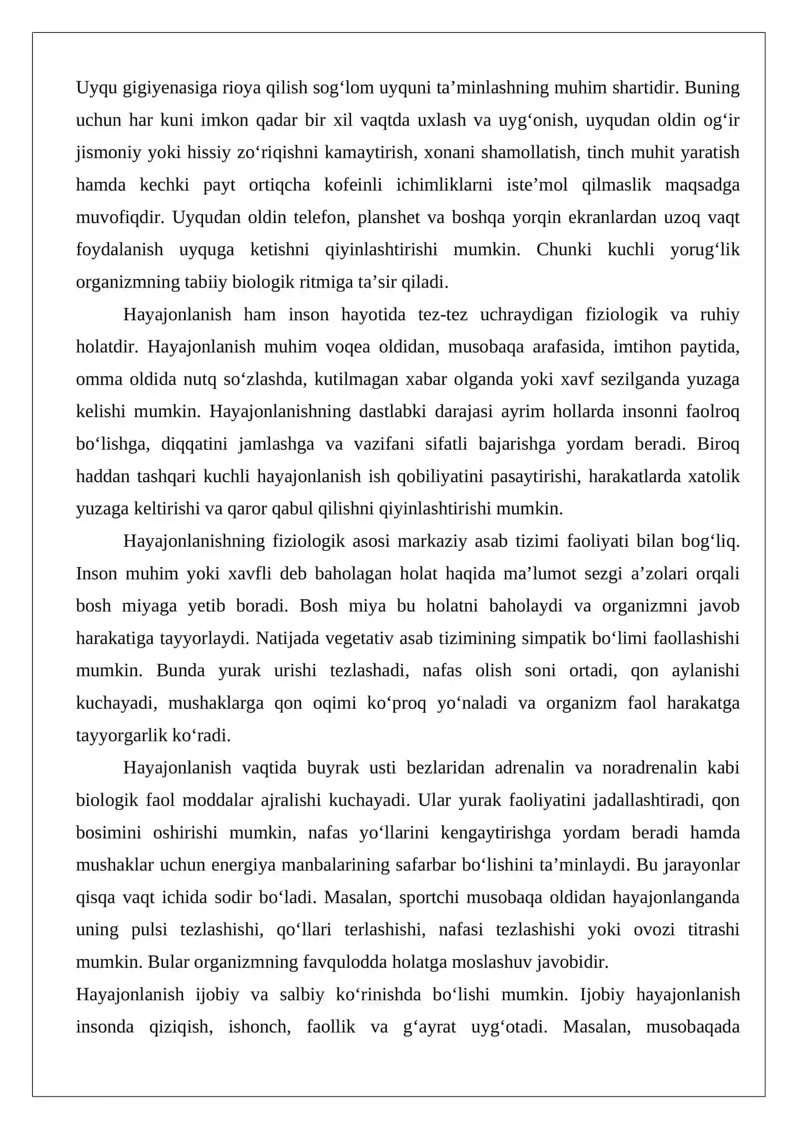 Uyquning fiziologik asoslari. Hayajonlanishning fiziologik asoslari Pedagogik metodlar 3