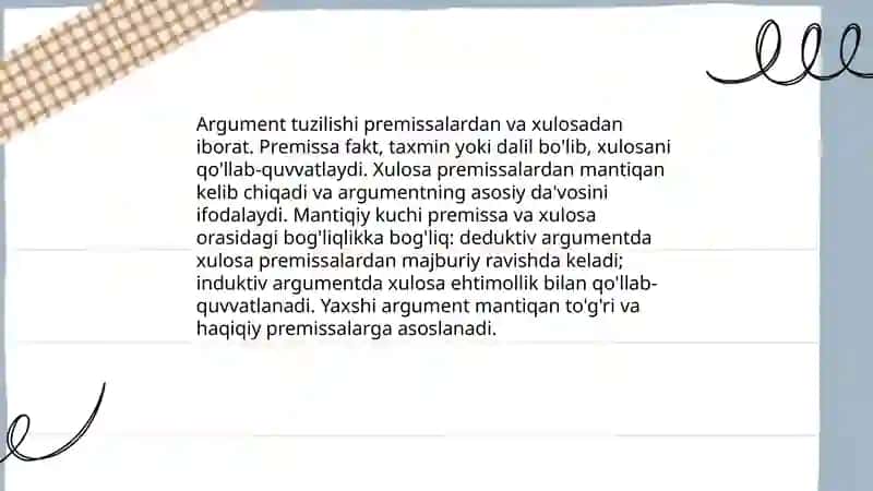 Mantiqiy fikrlash: Argument arxitekturasi 3