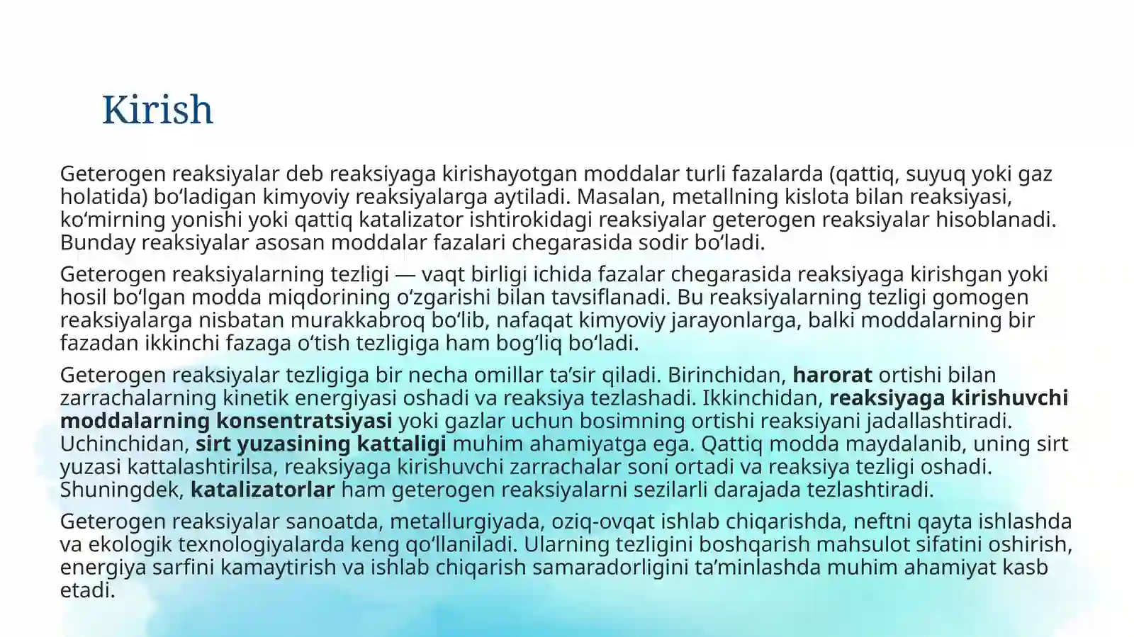 Geterogen reaksiyalarning tezligi. 3